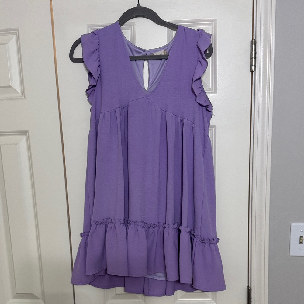 Purple Ruffle Sleeveless Dress